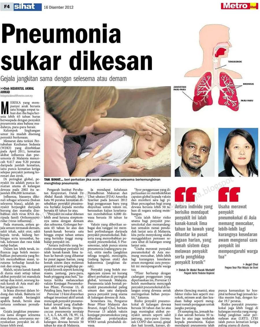 Keratan akhbar — kes pernafasan meningkat