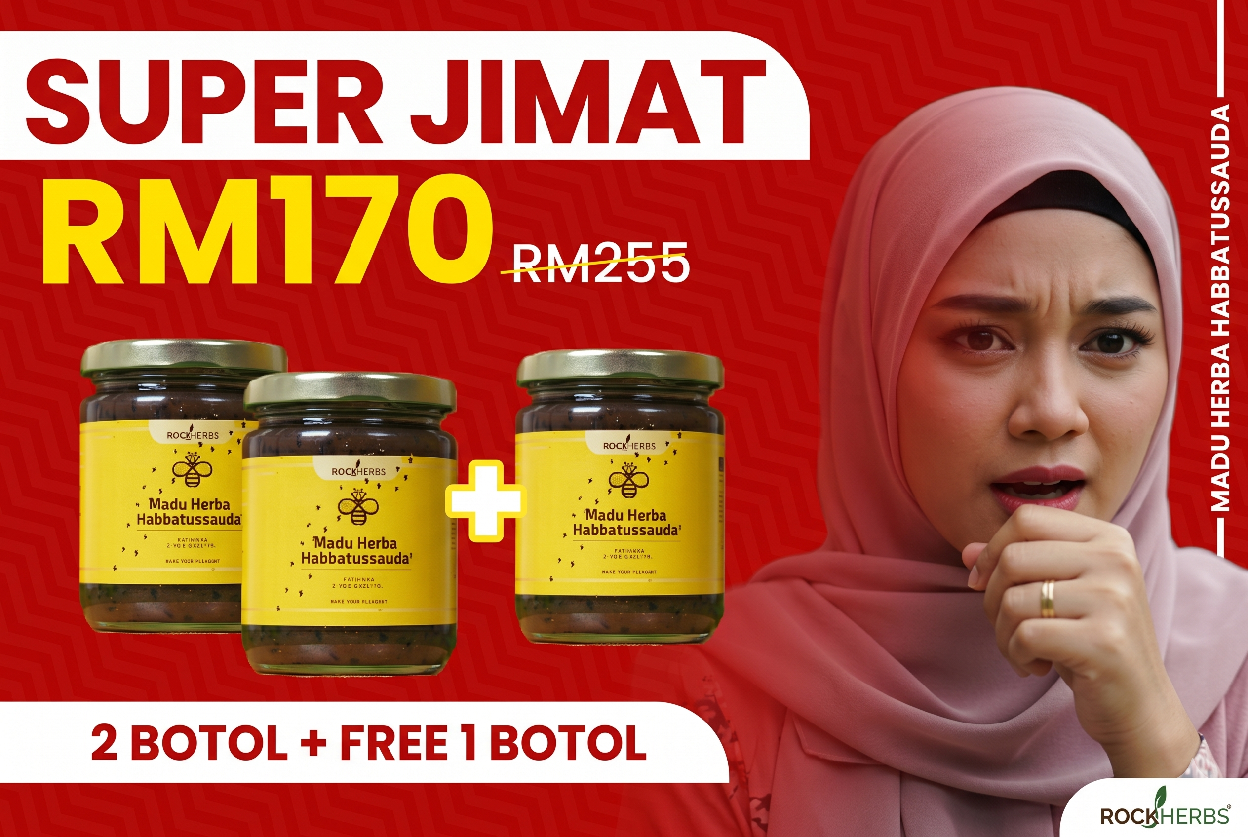 Pakej 2 Botol + 1 Free