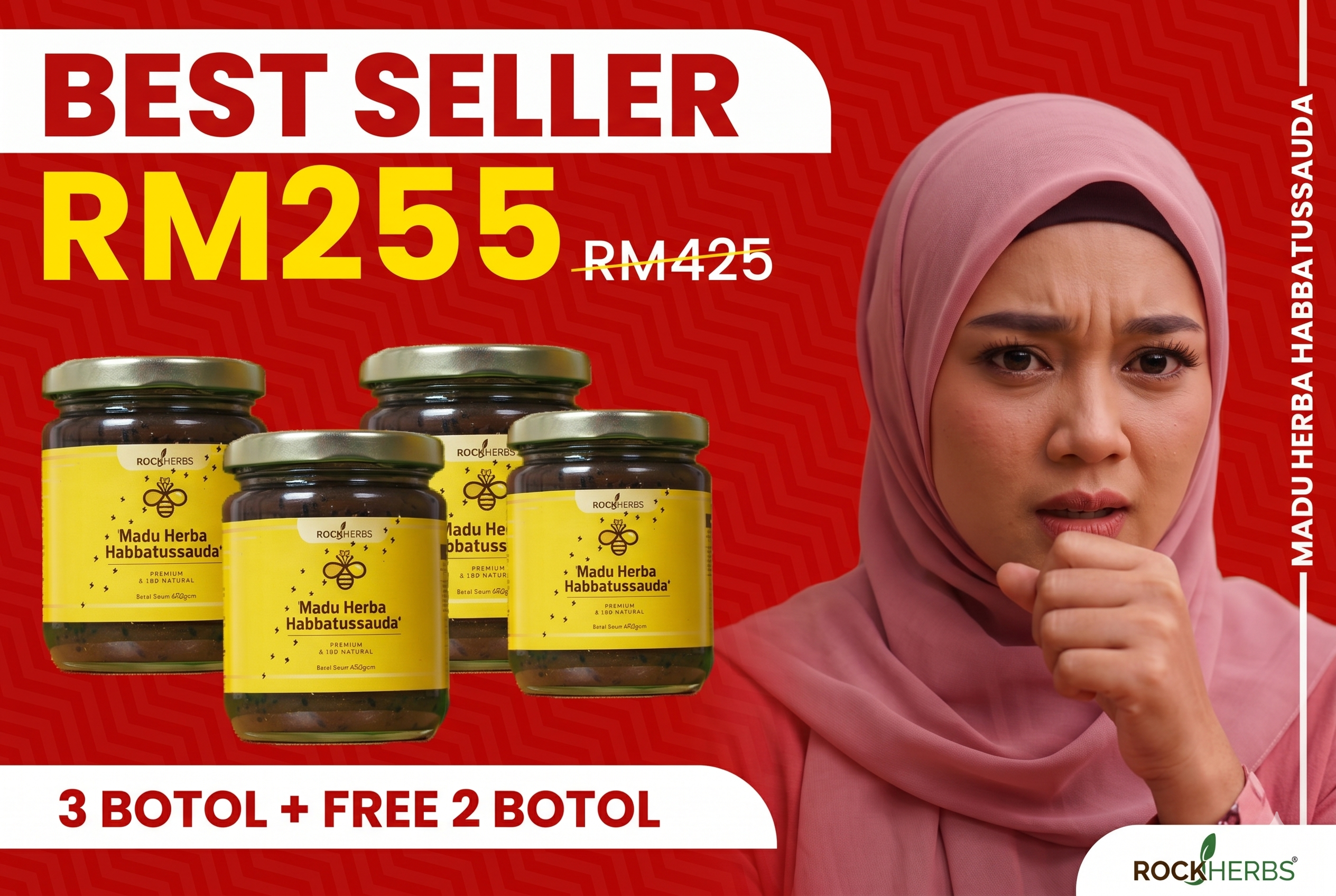 Pakej 3 Botol + 2 Free