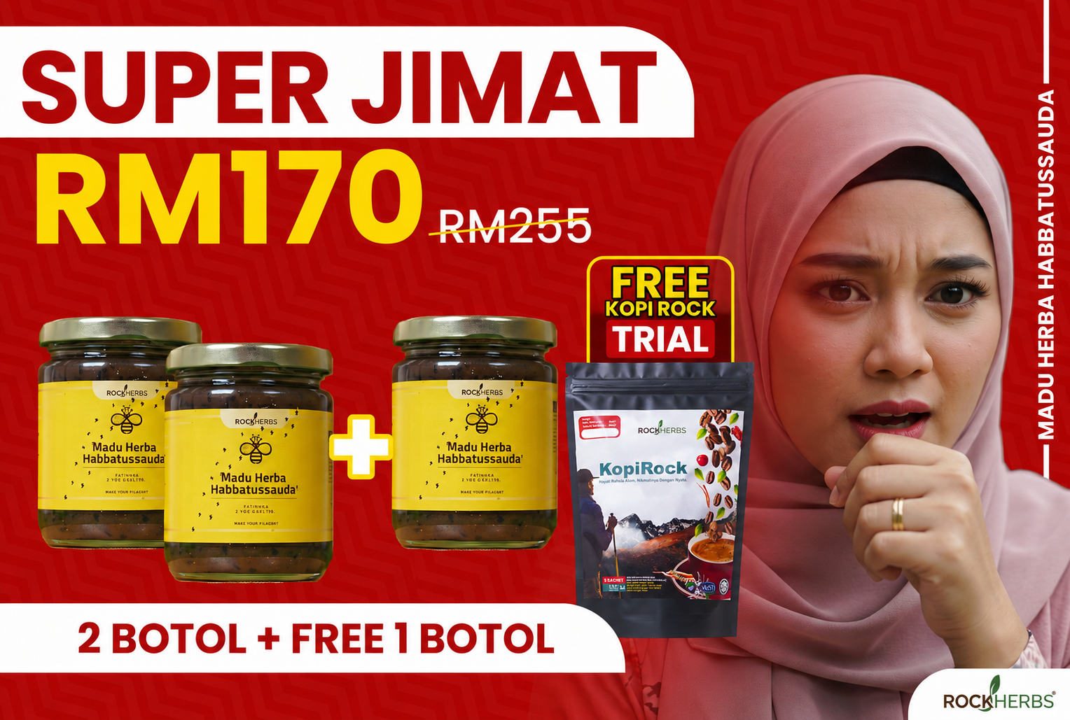 Pakej 2 Botol + 1 Free