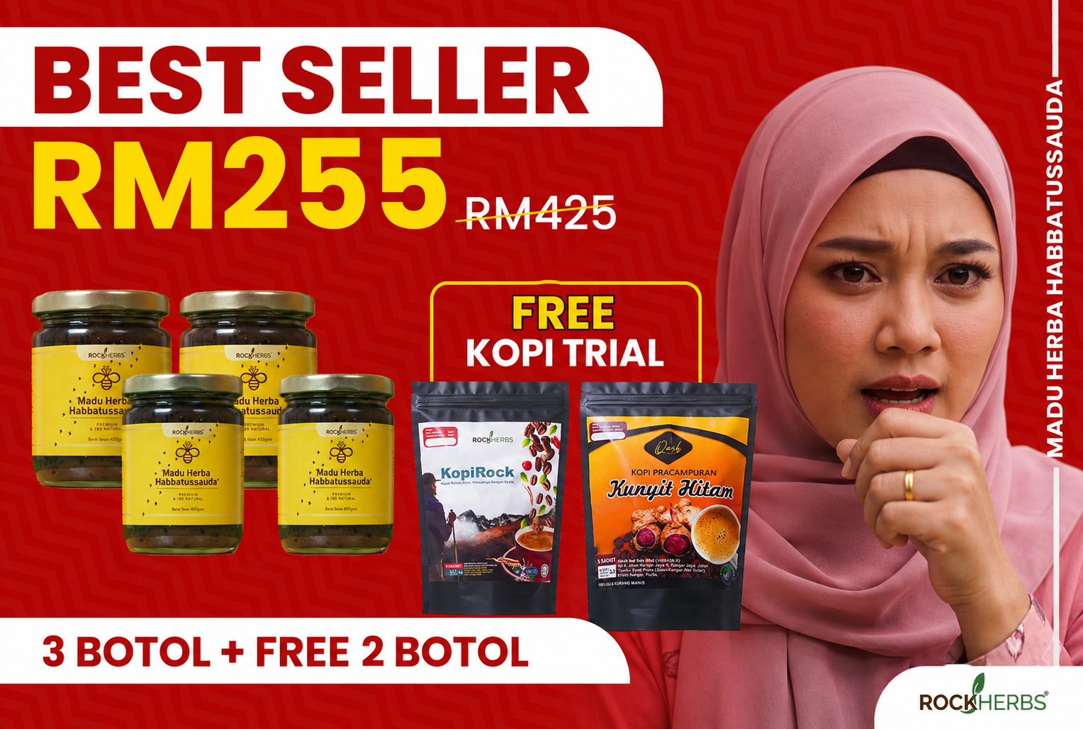 Pakej 3 Botol + 2 Free