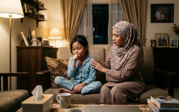 Anak batuk malam tak lena
